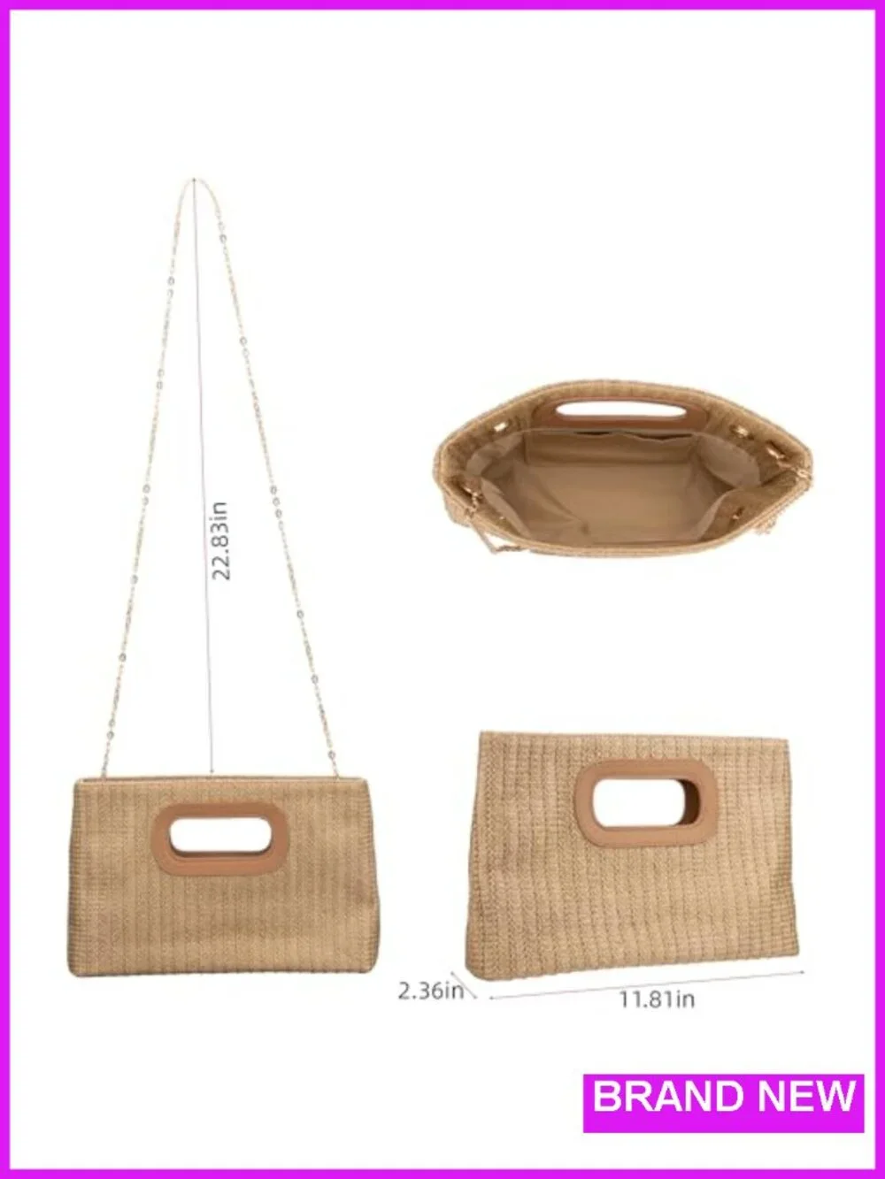 Straw Clutch Purse with Top Handle, Crossbody Bag for Summer